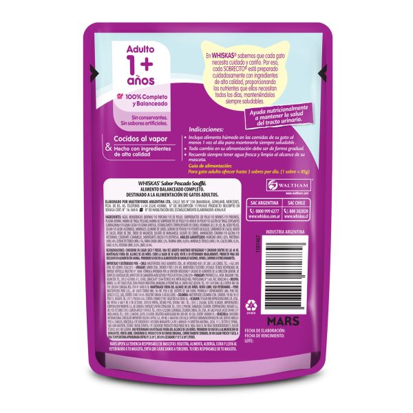 WHISKAS POUCH SOUFFLE PESCADO 12 X 85 GRS